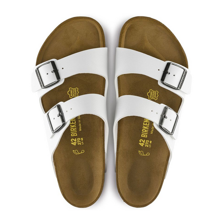 Birkenstock Arizona Slide Sandal (Unisex) - White Birko-Flor Sandals - Slide - The Heel Shoe Fitters