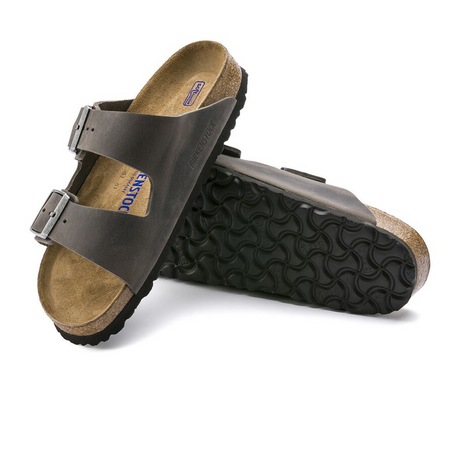 Birkenstock Arizona Soft Footbed Slide Sandal (Unisex) - Iron Oiled Leather Sandals - Slide - The Heel Shoe Fitters