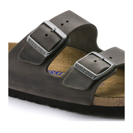 Birkenstock Arizona Soft Footbed Slide Sandal (Unisex) - Iron Oiled Leather Sandals - Slide - The Heel Shoe Fitters