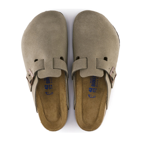 Birkenstock Boston Soft Footbed Narrow Clog (Unisex) - Taupe Suede Dress-Casual - Clogs & Mules - The Heel Shoe Fitters