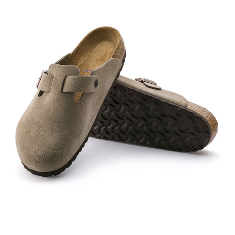 Birkenstock Boston Soft Footbed Narrow Clog (Unisex) - Taupe Suede Dress-Casual - Clogs & Mules - The Heel Shoe Fitters