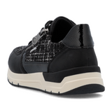 Rieker 58902 Destiny Sneaker (Women) - Schwarz/Schwarz Weiss Athletic - Casual - Lace Up - The Heel Shoe Fitters