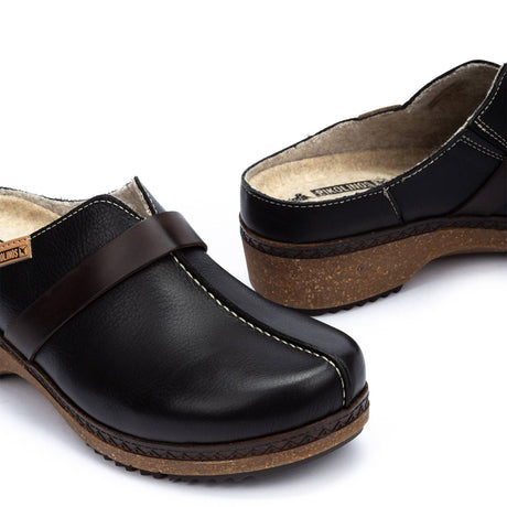 Pikolinos Granada W0W-3590C1 Clog (Women) - Black Leather Dress-Casual - Clogs & Mules - The Heel Shoe Fitters