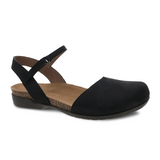 Dansko Rowan Backstrap Sandal (Women) - Black Nubuck Sandals - Backstrap - The Heel Shoe Fitters