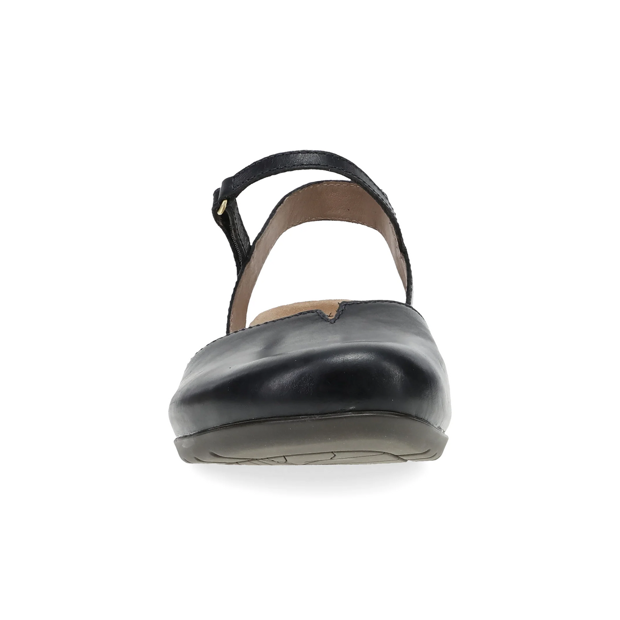 Dansko Rowan Backstrap Sandal (Women) - Black Waxy Burnished Dress-Casual - Flat - The Heel Shoe Fitters