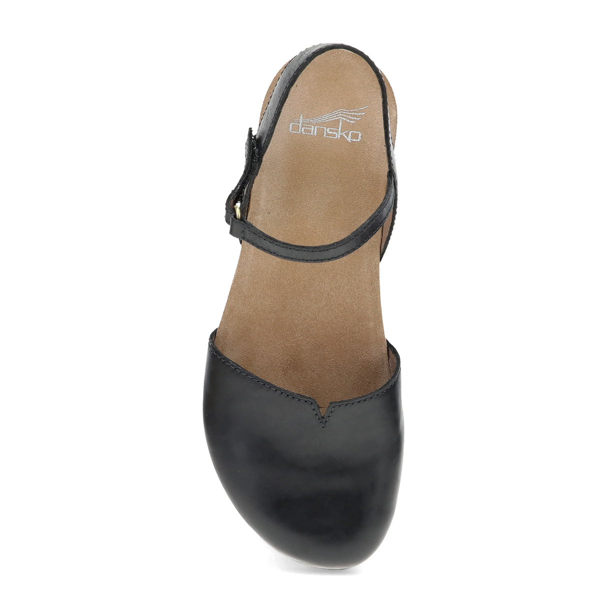 Dansko Rowan Backstrap Sandal (Women) - Black Waxy Burnished Dress-Casual - Flat - The Heel Shoe Fitters