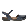 Dansko Rowan Backstrap Sandal (Women) - Navy Waxy Burnished Dress-Casual - Flat - The Heel Shoe Fitters