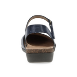 Dansko Rowan Backstrap Sandal (Women) - Navy Waxy Burnished Dress-Casual - Flat - The Heel Shoe Fitters