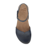 Dansko Rowan Backstrap Sandal (Women) - Navy Waxy Burnished Dress-Casual - Flat - The Heel Shoe Fitters