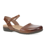 Dansko Rowan Backstrap Sandal (Women) - Tan Waxy Burnished Dress Casual - Flat - The Heel Shoe Fitters