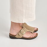 Dansko Rylee Sandal (Women) - Sand Suede Sandal - Thong - The Heel Shoe Fitters