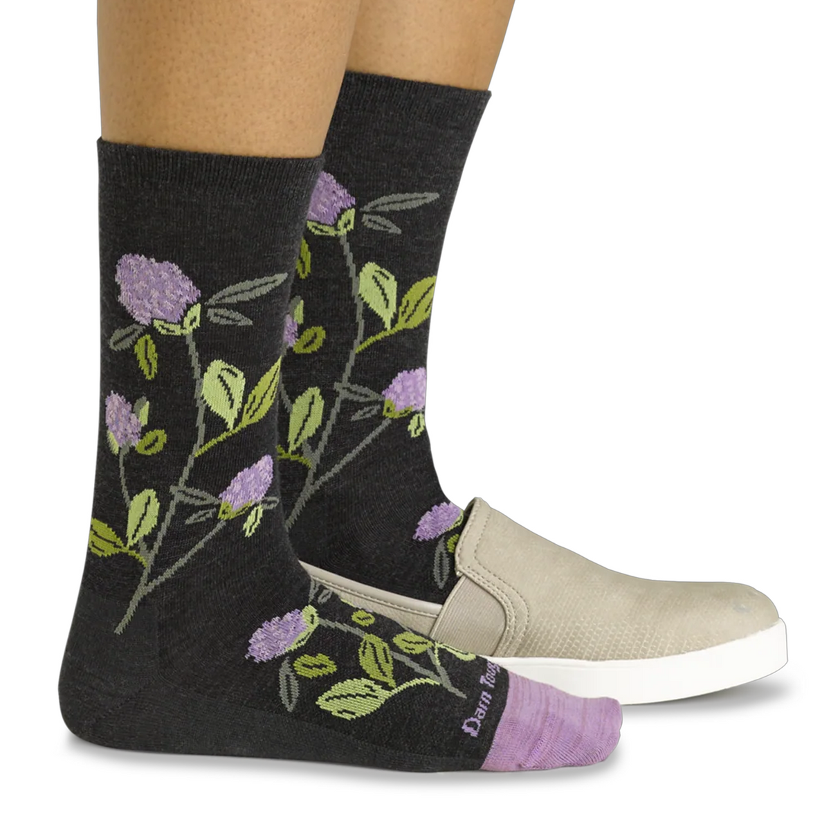 Darn Tough Blossom Lightweight Crew Sock (Women) - Charcoal Accessories - Socks - Lifestyle - The Heel Shoe Fitters