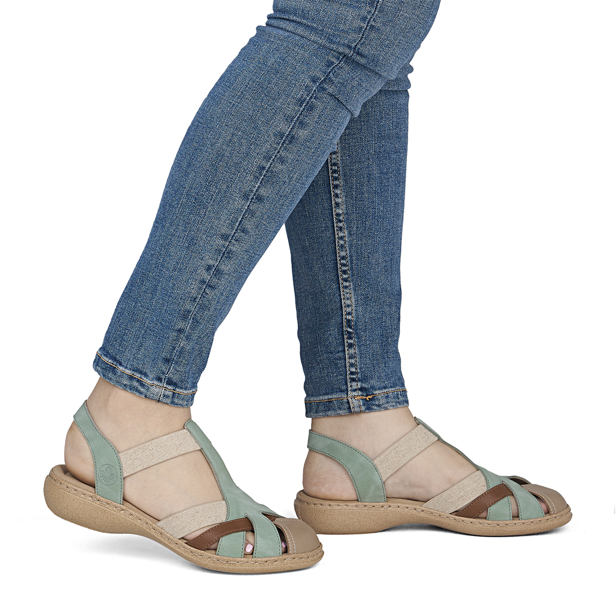 Rieker Regina 52 Backstrap Sandal (Women) - Beige/Cayenne/Mint Sandal - Backstrap - The Heel Shoe Fitters