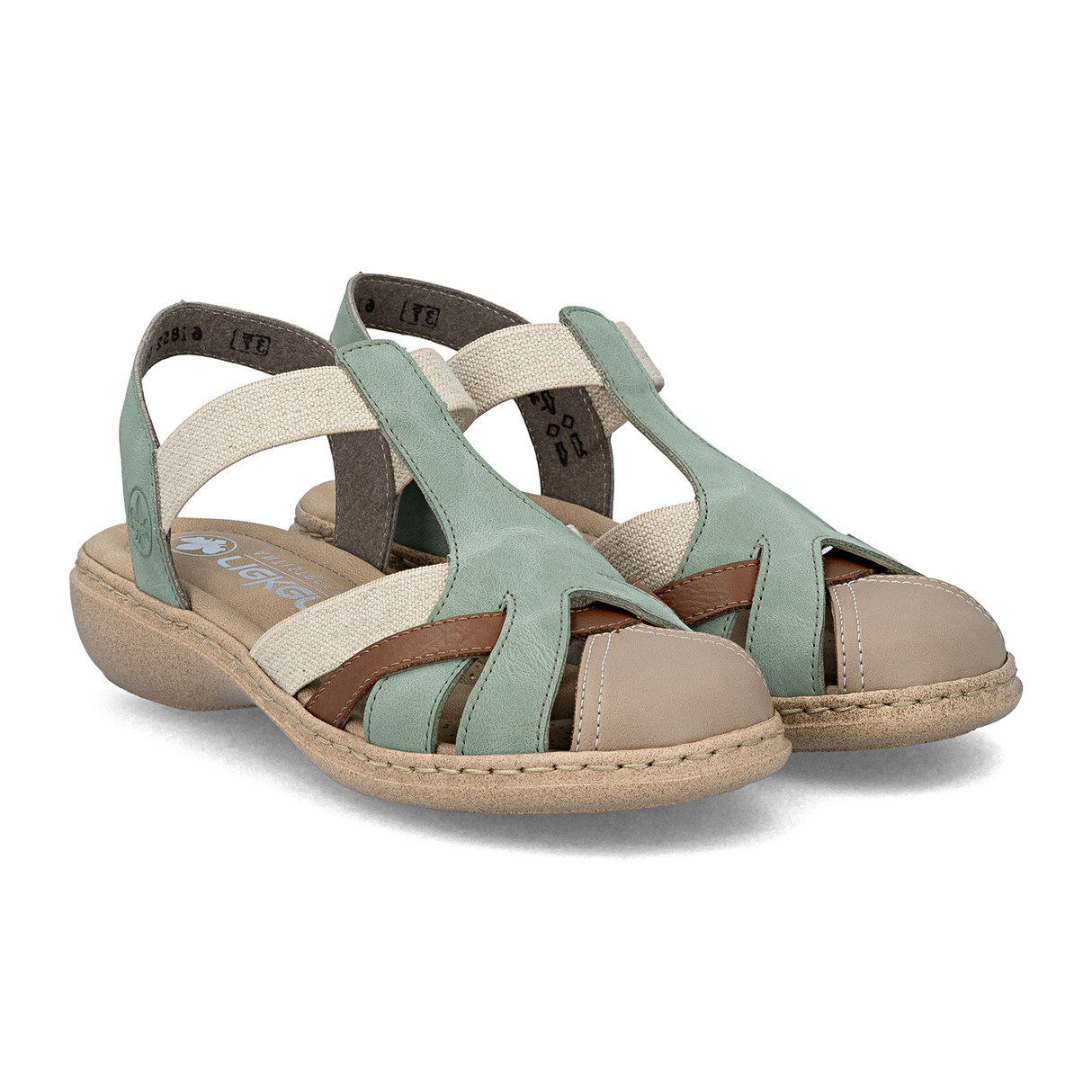 Rieker Regina 52 Backstrap Sandal (Women) - Beige/Cayenne/Mint Sandal - Backstrap - The Heel Shoe Fitters