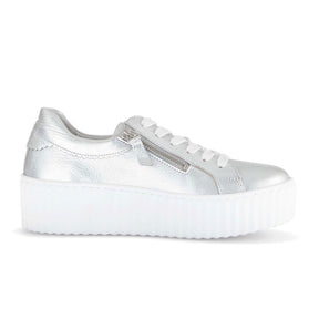 Gabor 200 Double Zip Platform Sneaker (Women) - Metal Cervo/Silber Athletic - Casual - Lace Up - The Heel Shoe Fitters