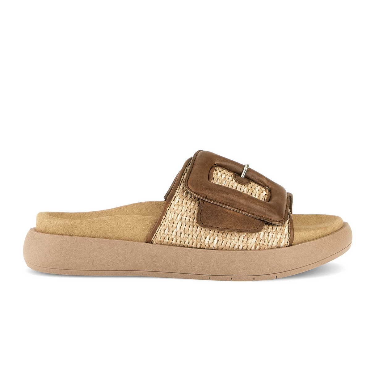 Gabor 754 Buckle Slide (Women) - Raffia Sandal - Slide - The Heel Shoe Fitters