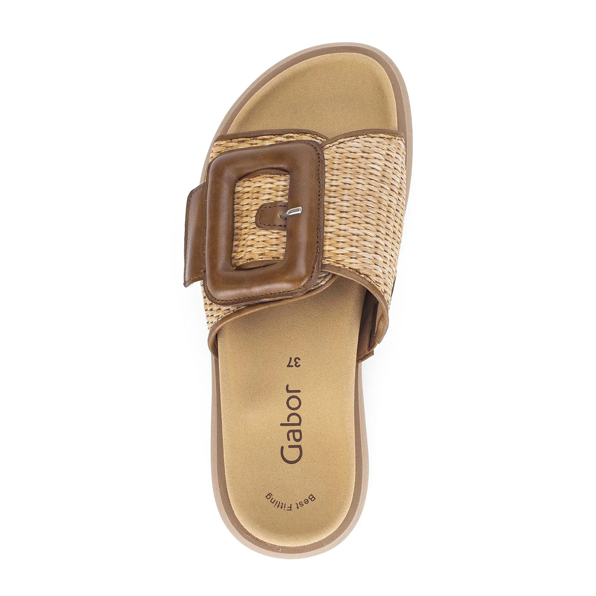 Gabor 754 Buckle Slide (Women) - Raffia Sandal - Slide - The Heel Shoe Fitters