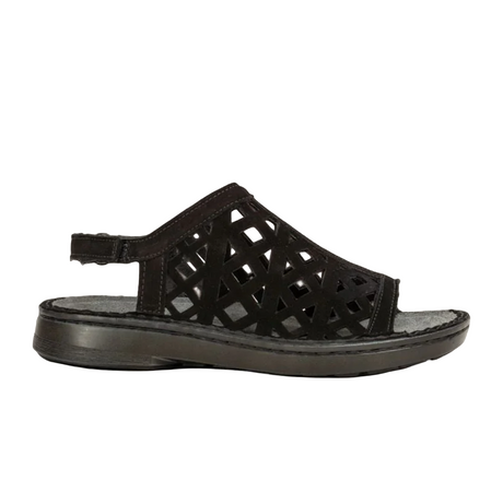 Naot Amadora Sling Sandal (Women) - Black Velvet Nubuck Sandal - Backstrap - The Heel Shoe Fitters