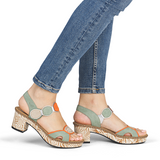 Rieker Fanni 76 Wedge Sandal (Women) - Pumpkin/Peppermint/Ginger Sandal - Heel/Wedge - The Heel Shoe Fitters