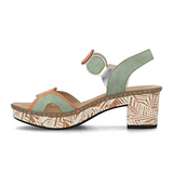 Rieker Fanni 76 Wedge Sandal (Women) - Pumpkin/Peppermint/Ginger Sandal - Heel/Wedge - The Heel Shoe Fitters