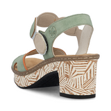 Rieker Fanni 76 Wedge Sandal (Women) - Pumpkin/Peppermint/Ginger Sandal - Heel/Wedge - The Heel Shoe Fitters