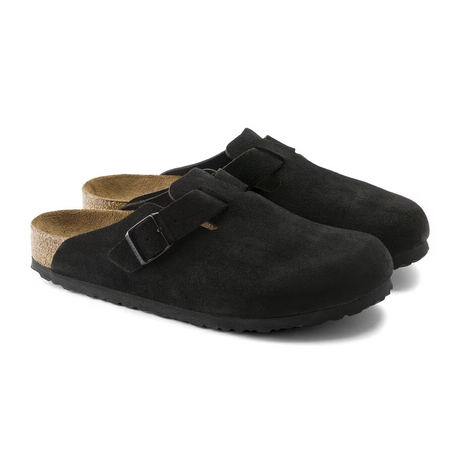 Birkenstock Boston Soft Footbed Clog (Unisex) - Black Suede Dress-Casual - Clogs & Mules - The Heel Shoe Fitters