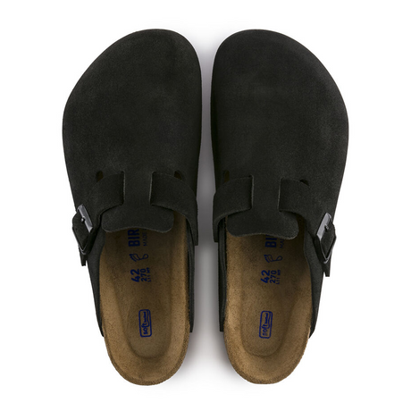 Birkenstock Boston Soft Footbed Clog (Unisex) - Black Suede Dress-Casual - Clogs & Mules - The Heel Shoe Fitters