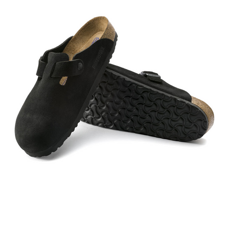 Birkenstock Boston Soft Footbed Narrow Clog (Unisex) - Black Suede Dress-Casual - Clogs & Mules - The Heel Shoe Fitters