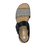 Rieker Rose 72 Wedge Sandal (Women) - Black Multi Sandal - Heel/Wedge - The Heel Shoe Fitters