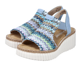 Rieker 69172 Rose Wedge Sandal (Women) - Blue Multi/Aqua Sandals - Heel/Wedge - The Heel Shoe Fitters