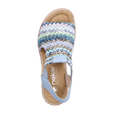 Rieker Rose 69172-91 Wedge Sandal (Women) - Blue Multi/Aqua Sandals - Heel/Wedge - The Heel Shoe Fitters