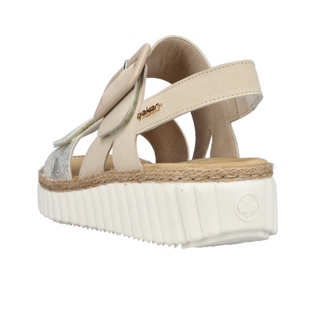 Rieker 69260 Rachel Wedge Sandal (Women) - Beige Gold Sandals - Heel/Wedge - The Heel Shoe Fitters