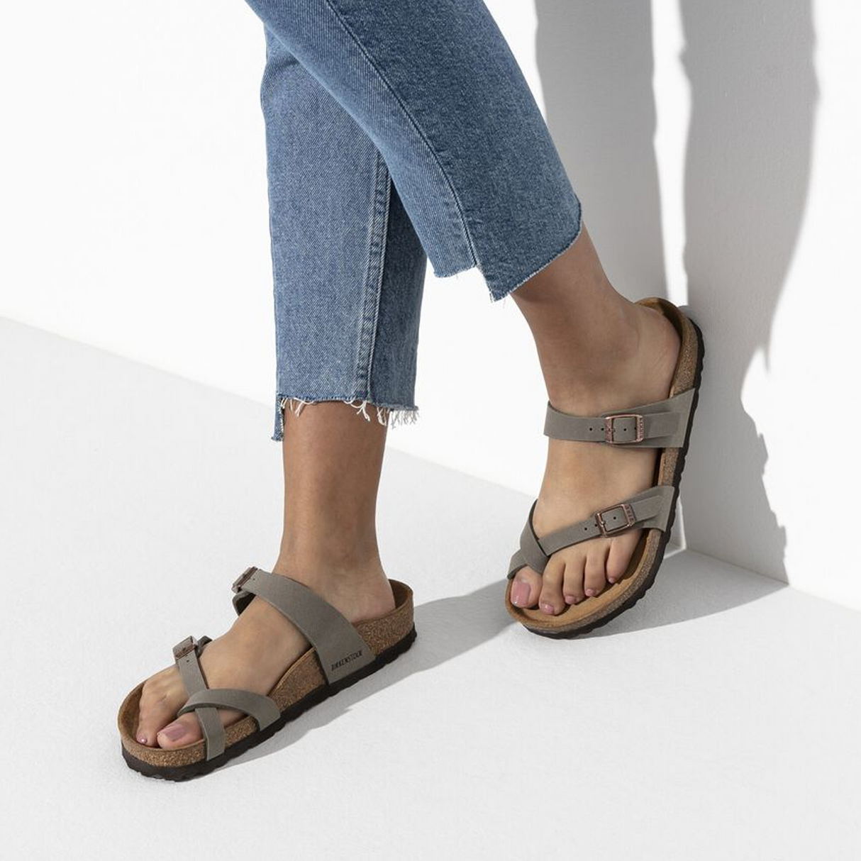 Birkenstock Mayari Sandal (Women) - Stone Birkibuc Sandals - Thong - The Heel Shoe Fitters