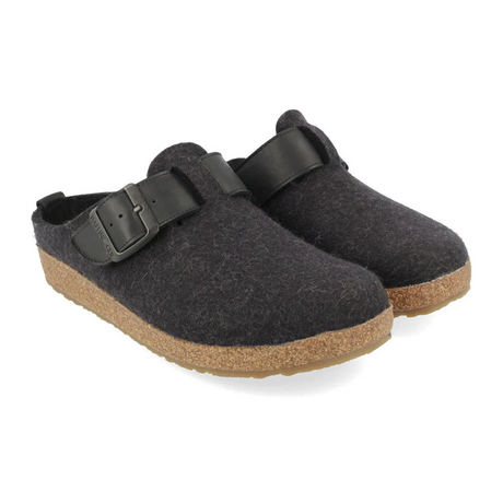 Haflinger Buckle Clog (Unisex) - Charcoal Dress-Casual - Clogs & Mules - The Heel Shoe Fitters