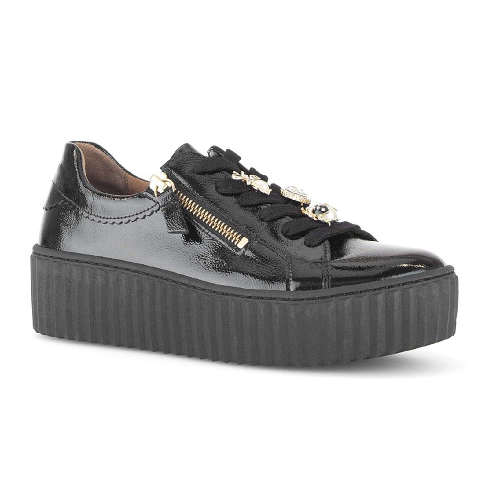 Gabor 201 Double Zip Platform Sneaker (Women) - Full Lack/Schwarz