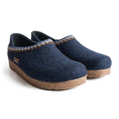 Haflinger GZH Zig Zag Clog (Unisex) - Captain's Blue Dress-Casual - Clogs & Mules - The Heel Shoe Fitters