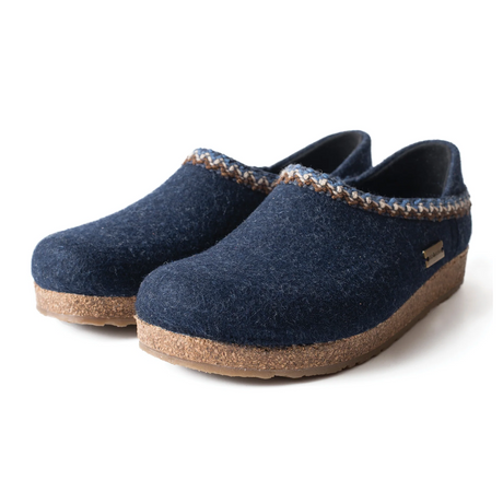 Haflinger GZH Zig Zag Clog (Unisex) - Captain's Blue Dress-Casual - Clogs & Mules - The Heel Shoe Fitters