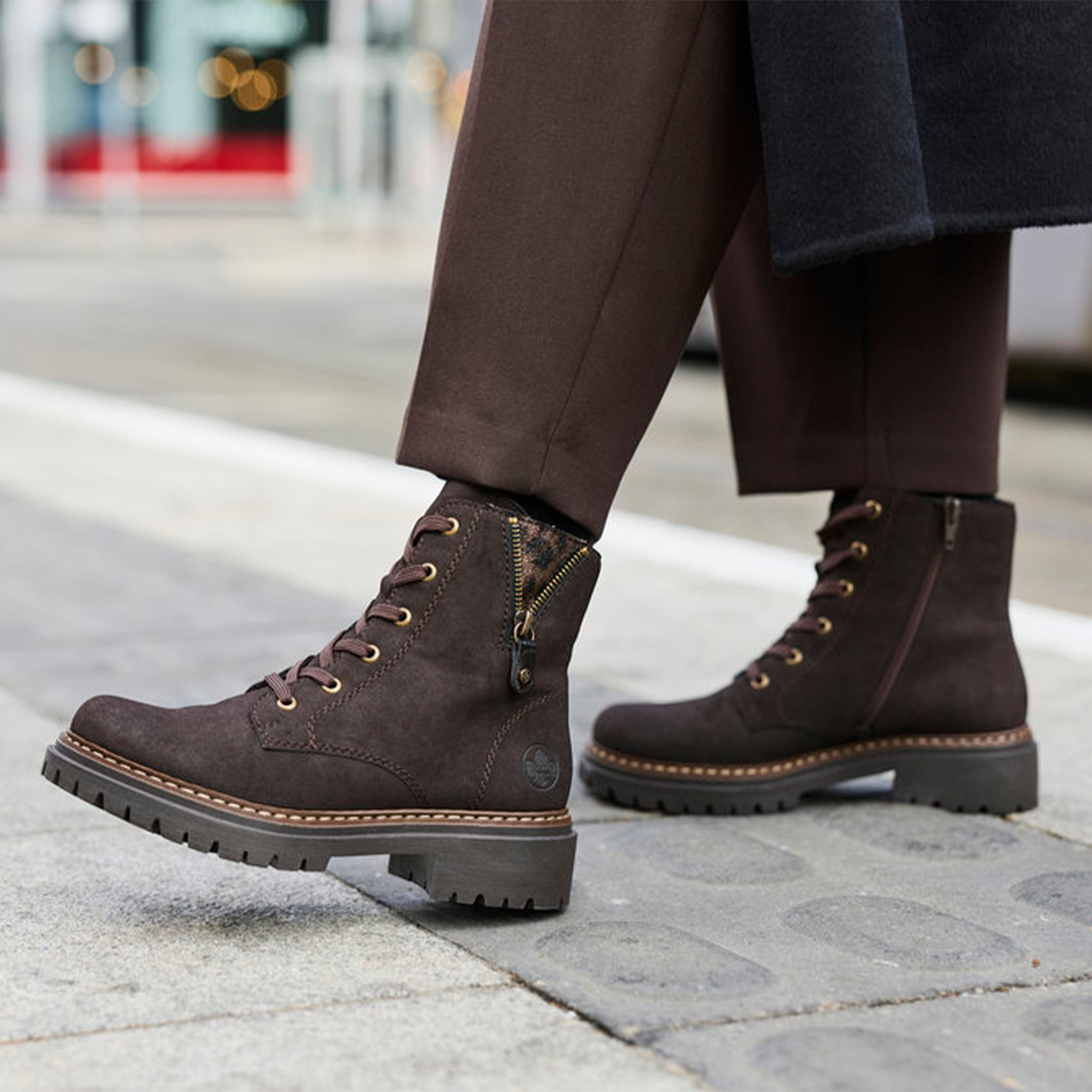 Rieker Pearl 72617 Lace Up Boot (Women) - Nougat/Antik/Espresso