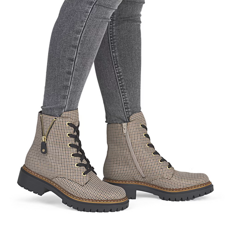 Rieker 72617 Pearl Boot (Women) - Beige Schwarz/Schwarz Caroni Boots - Casual - Mid - The Heel Shoe Fitters