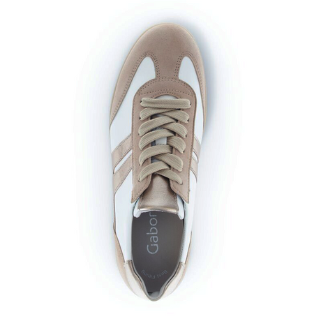 Gabor 300 Court Sneaker (Women) - Samtchevr/Nappa/Latte Athletic - Casual - Lace Up - The Heel Shoe Fitters