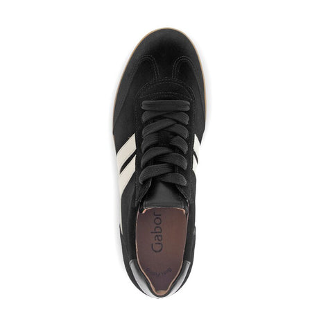 Gabor 300 Court Sneaker (Women) - Black Leather/Suede Athletic - Casual - Lace Up - The Heel Shoe Fitters