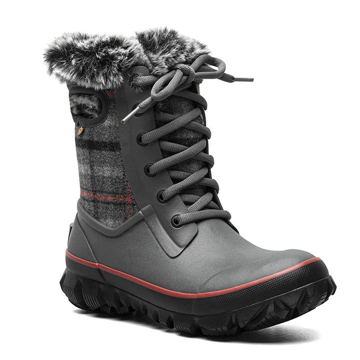 Bogs Arcata Cozy Plaid Winter Boot (Women) - Black Grey Multi Boots - Winter - Mid - The Heel Shoe Fitters