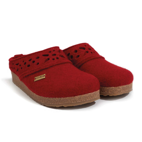 Haflinger Lacey Clog (Unisex) - Chili Red Dress-Casual - Clogs & Mules - The Heel Shoe Fitters