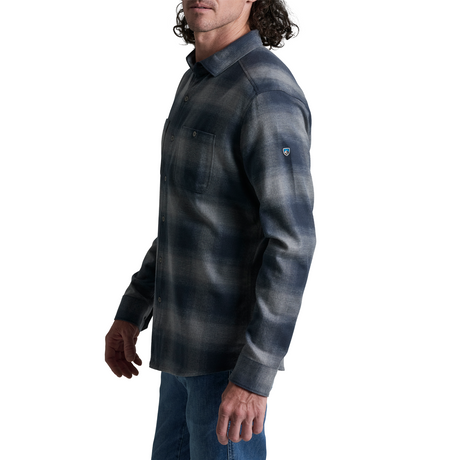 Kuhl Law Flannel Long Sleeve Shirt (Men) - Steel Blue Apparel - Top - Long Sleeve - The Heel Shoe Fitters