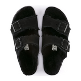 Birkenstock Arizona Shearling Slide Sandal (Women) - Black/Black Sandals - Slide - The Heel Shoe Fitters