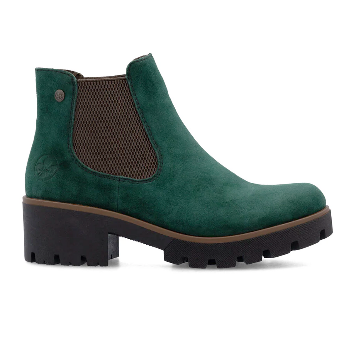 Rieker 79265 Amalia Chelsea Boot (Women) - Bottlegreen/Brown Sheepsuede Boots - Casual - Mid - The Heel Shoe Fitters