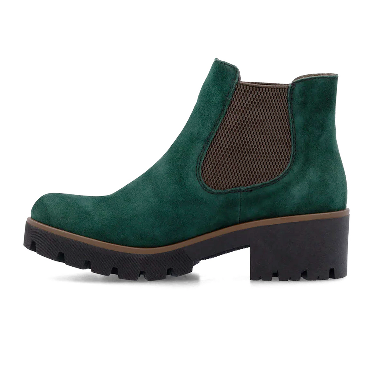 Rieker 79265 Amalia Chelsea Boot (Women) - Bottlegreen/Brown Sheepsuede Boots - Casual - Mid - The Heel Shoe Fitters