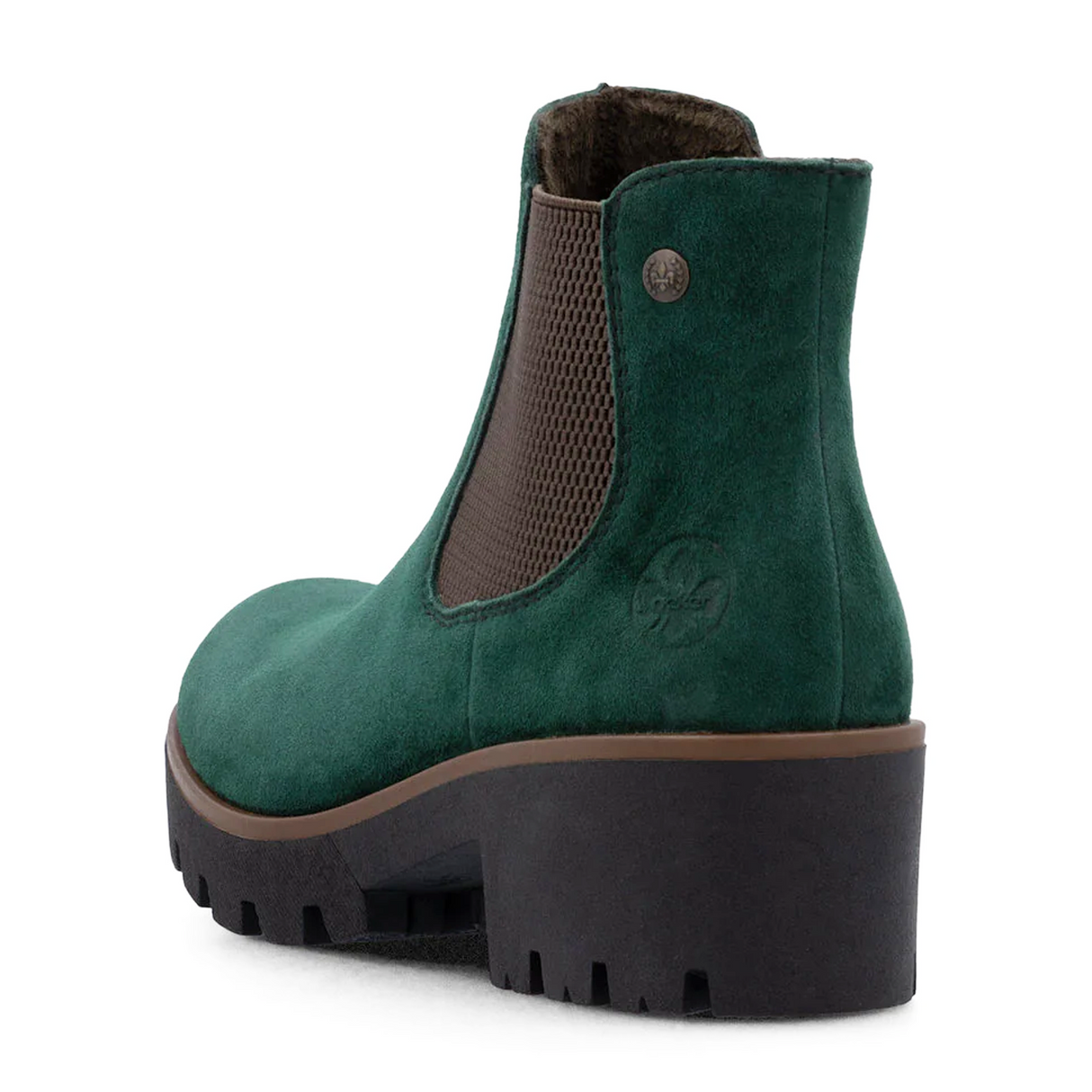 Rieker 79265 Amalia Chelsea Boot (Women) - Bottlegreen/Brown Sheepsuede Boots - Casual - Mid - The Heel Shoe Fitters