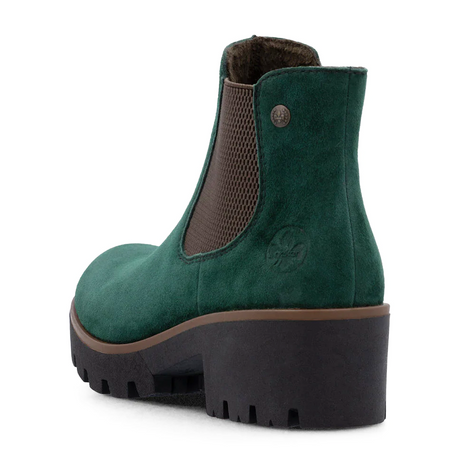 Rieker 79265 Amalia Chelsea Boot (Women) - Bottlegreen/Brown Sheepsuede Boots - Casual - Mid - The Heel Shoe Fitters