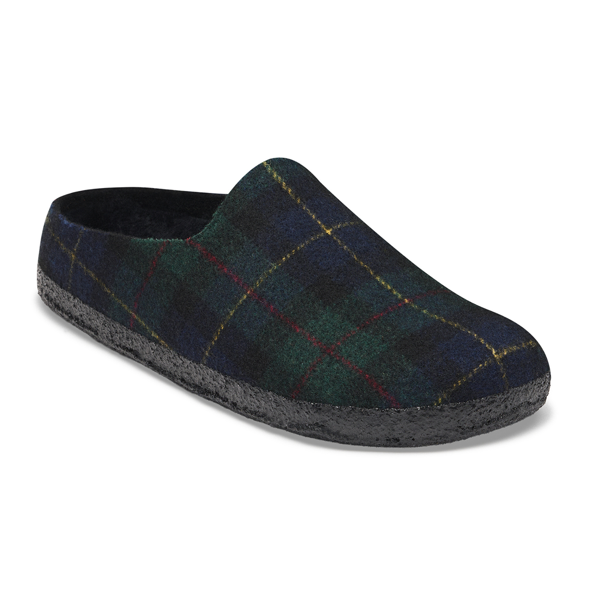 Birkenstock Amsterdam Slipper (Women) - Plaid Green Multi/Black Shearling